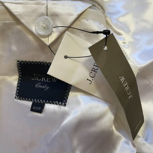 NWT JCREW Ludlow Crosby Tuxedo Dinner Jacket Mens 40 R Cream Ivory Wool BQ478 - Picture 6 of 13